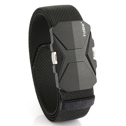 Herren-Gürtel Aus Nylonband Elastisch Mit Schnellverschluss Und Matte Metall-Schnalle Für Outdoor