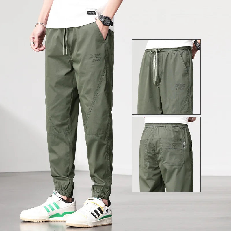 Herren Hosen im lässigen Stil mit elastischer Taille und Kordelzug