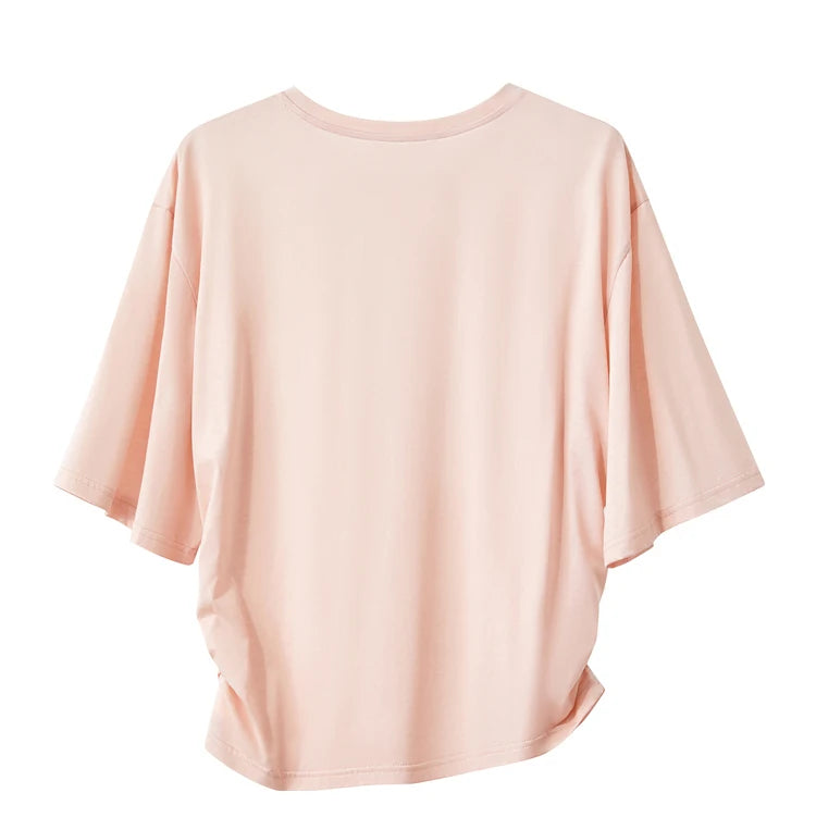 Damen T-Shirt im minimalistischen Stil aus leichtem elastischen Baumwollstoff