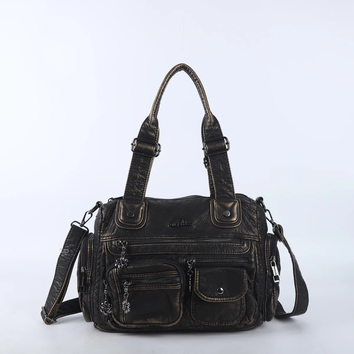 Damen-Satchel-Tasche Mit Top-Griff Und Reißverschluss Aus PU-Leder Mehrfach-Innenfächer