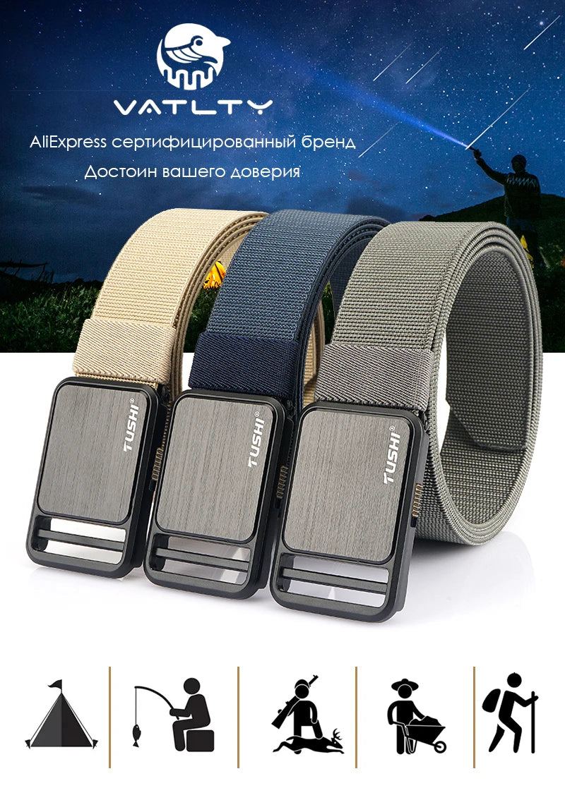 Herren-Gürtel Elastisch 35 mm Breite Mit Steck-Schnalle Für Outdoor-Aktivitäten Camping