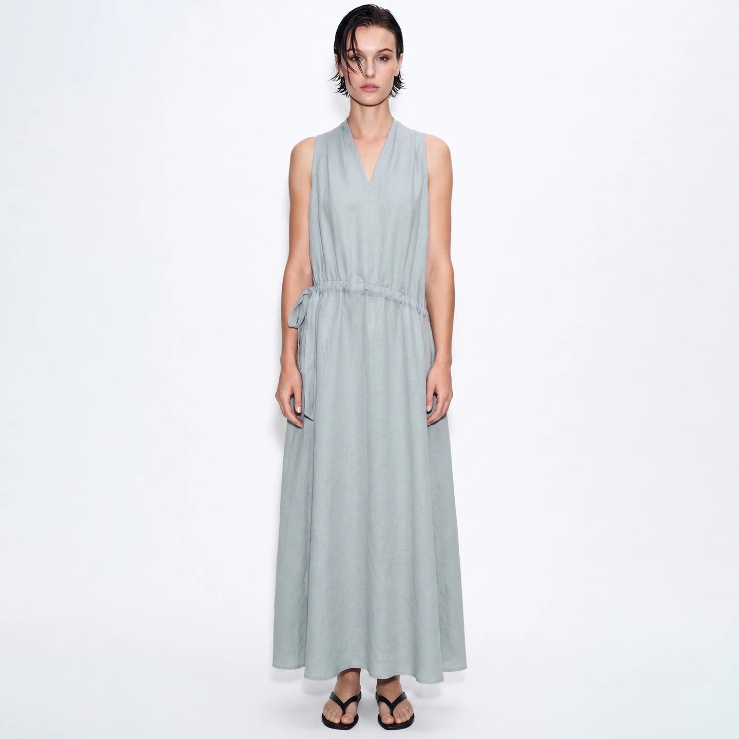 Elegantes Ärmelloses Sommerkleid Für Damen Mit Kordelzug