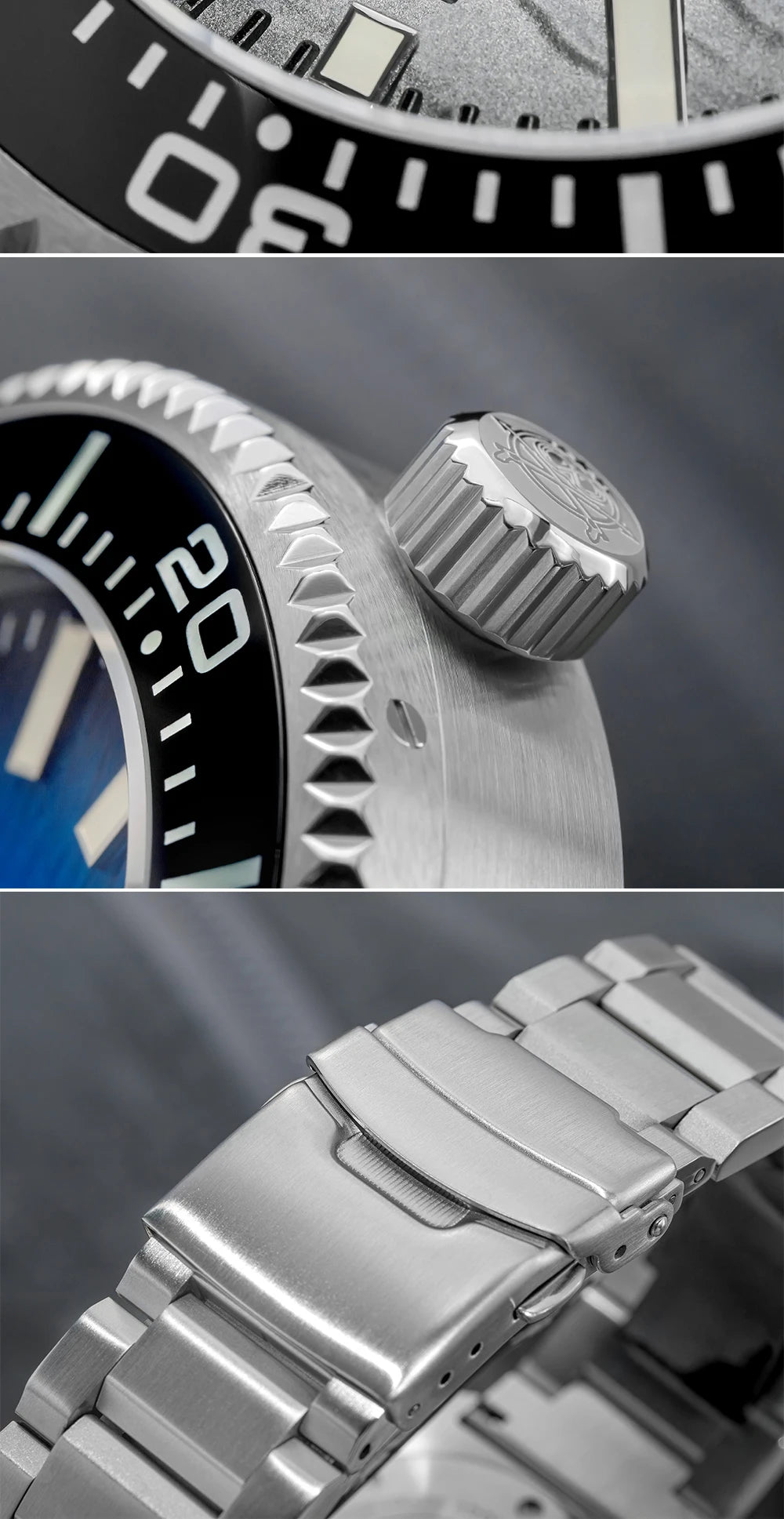 Herren Profi-Taucheruhr Automatik Saphirglas 3D-Zifferblatt 1000m Ultra Leuchtzeiger