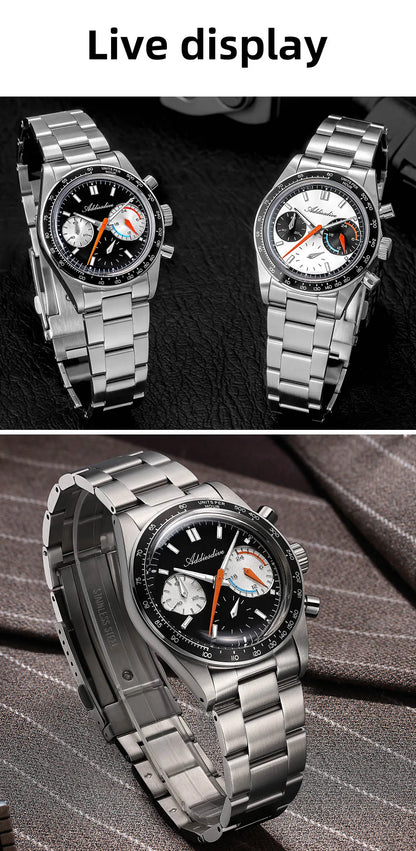 ADDIESDIVE 37mm Men Watch AD2539 BGW9 Super Luminous Chronograph Watch Bubble Mirror Glass 10Bar Waterproof VK63 Quartz Watches