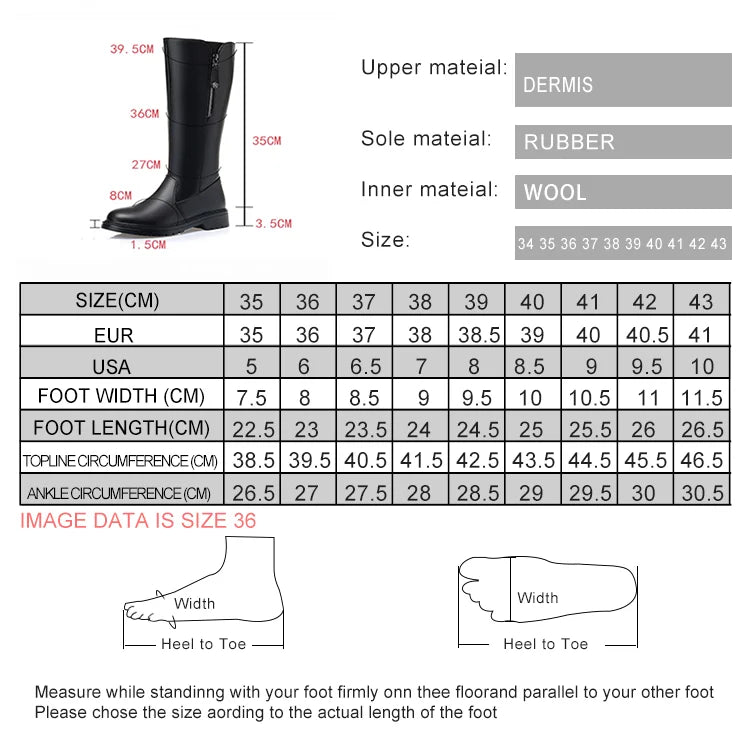 AIYUQI Women Long Boots Genuine Leather 2025 New Fashion Winter Warm Women's High Boots Large Size Non-Slip Women's Snow Boots