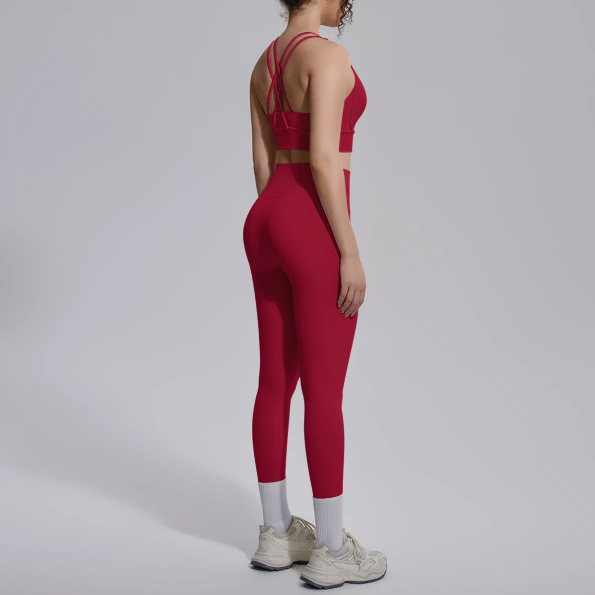 Yoga Set Für Frauen Mit Crossback Top Und Hochtaillierter Hose