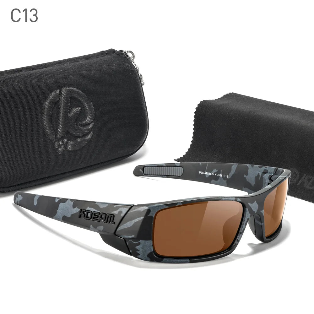 Sonnenbrille Angeln schwarz photochrom Nachtsicht Totenkopf-Etui Herren