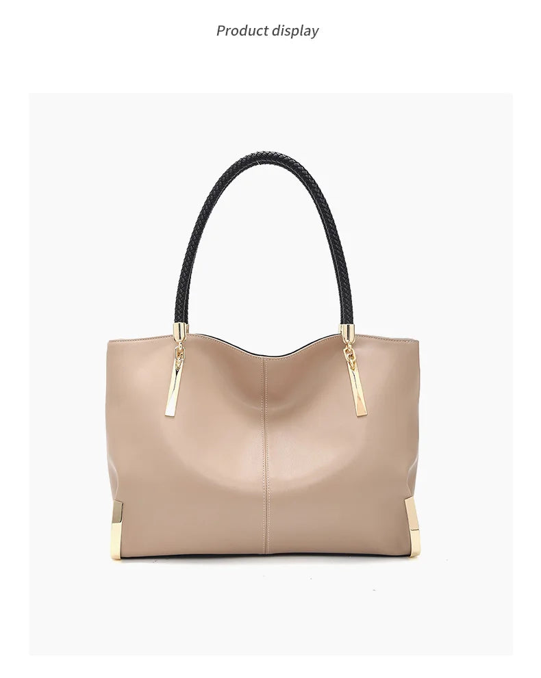 Damen Schultertasche Elegant aus Spaltleder mit Großem Fassungsvermögen