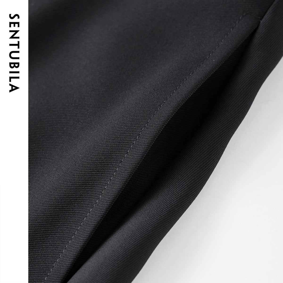 Damen Midirock in Schwarz mit Seitentaschen im A-Linien-Stil für Büro