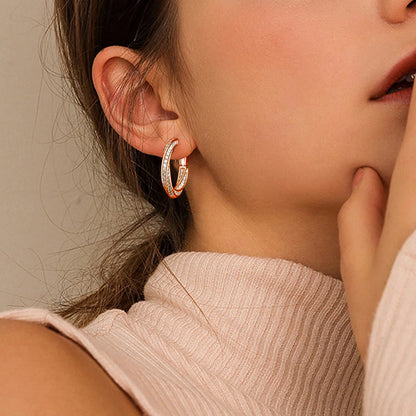 Damen-Hoop-Ohrringe mit Moissanitsteinen, 7,5 ct Gesamt, Silber 925 Roségold plattiert, Luxuriöser Glanz