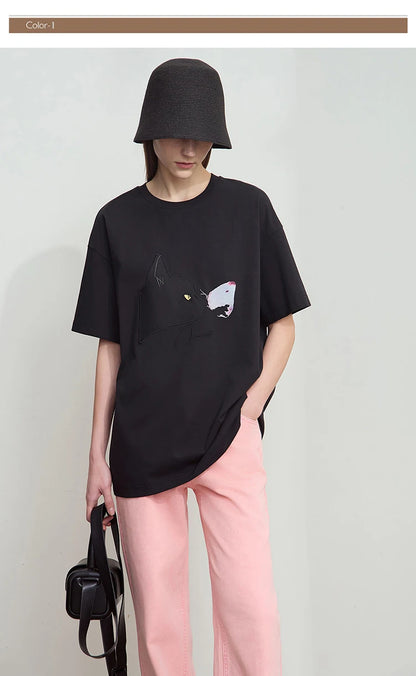 Damen T-Shirt im lässigen Stil mit Rundhalsausschnitt und kurzem Arm