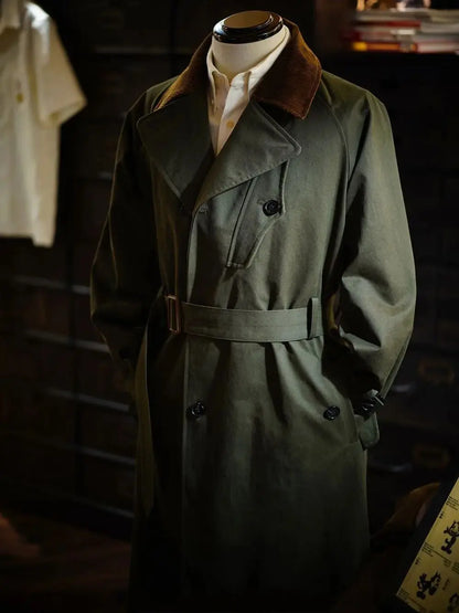 Herren Mantel im militärischen Stil mit Taschen für Herbst und Winter