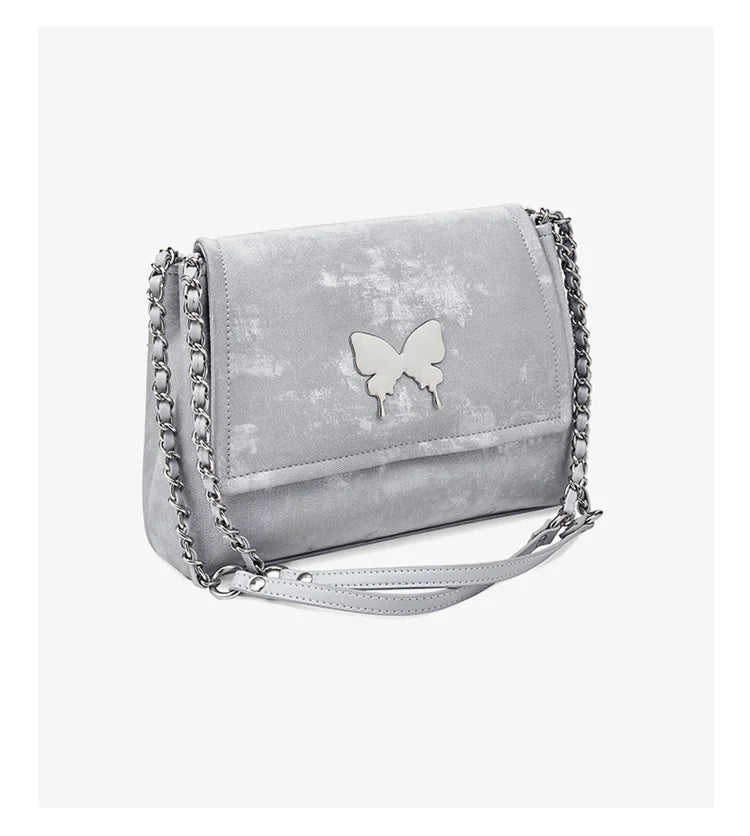 Elegante Damen Schultertasche aus PU-Leder mit Schmetterlings-Dekor