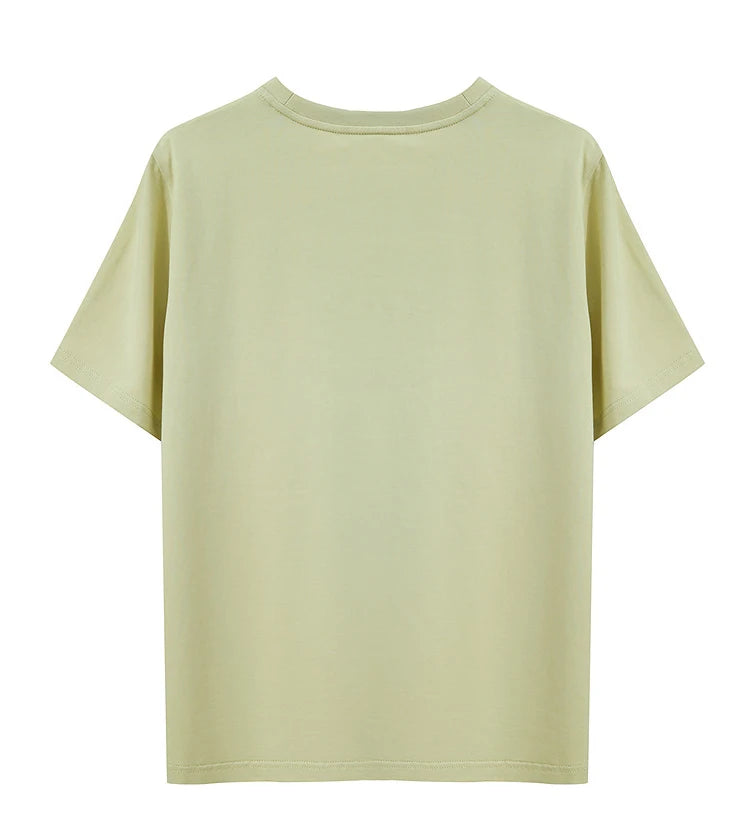 Damen T-Shirt im College-Stil aus leicht elastischem Lyocell mit minimalistischen Druck