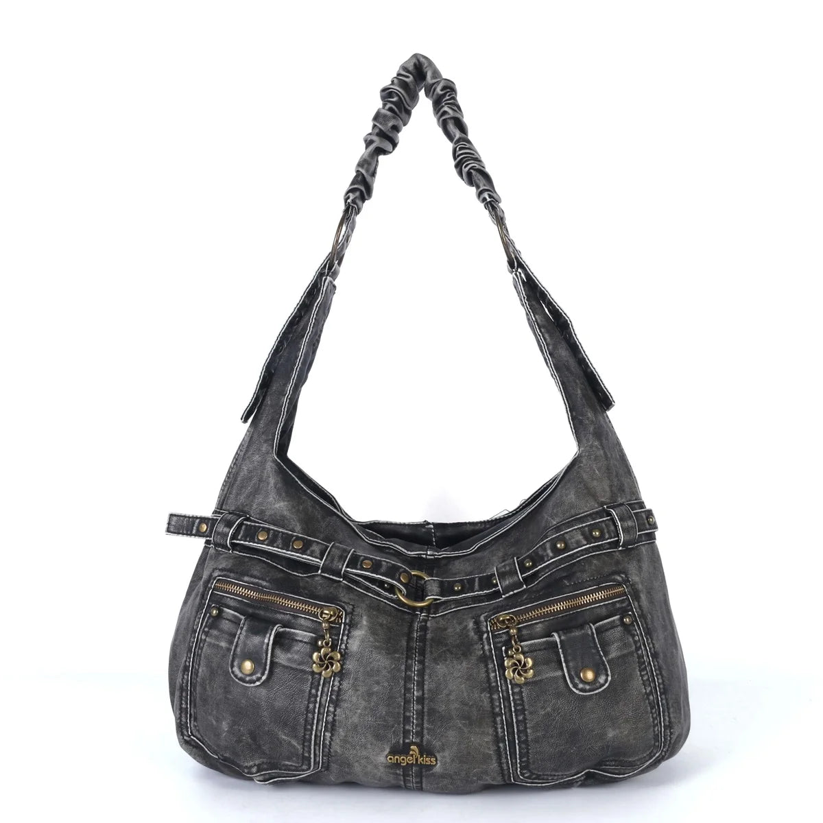 Damen-Handtasche mit Griff aus weichem Polyurethan im Vintage-Design und Mehrfachfächern für Alltag und Abend
