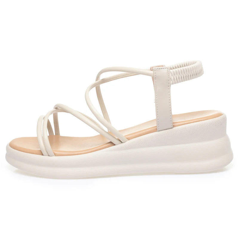 Damen Römische Sandalen Flach Riemchen Bequem