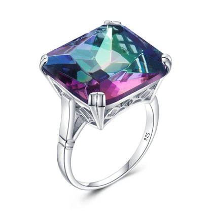Damen-Ring aus Silber 925 mit Großem Quadratischem Citrin-Stein im Signet-Stil für Hochzeit und Festliche Anlässe