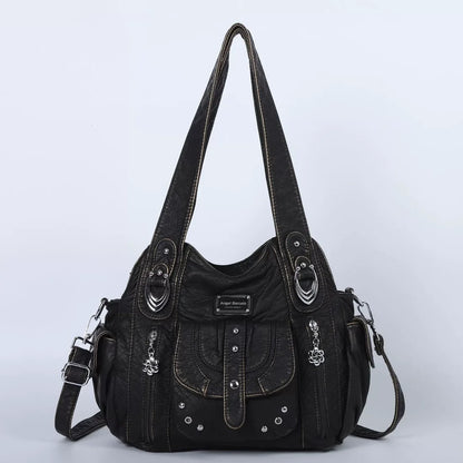 Damen-Schultertasche aus PU Mehrfachfächern Großem Fassungsvermögen Alltag und Reisen