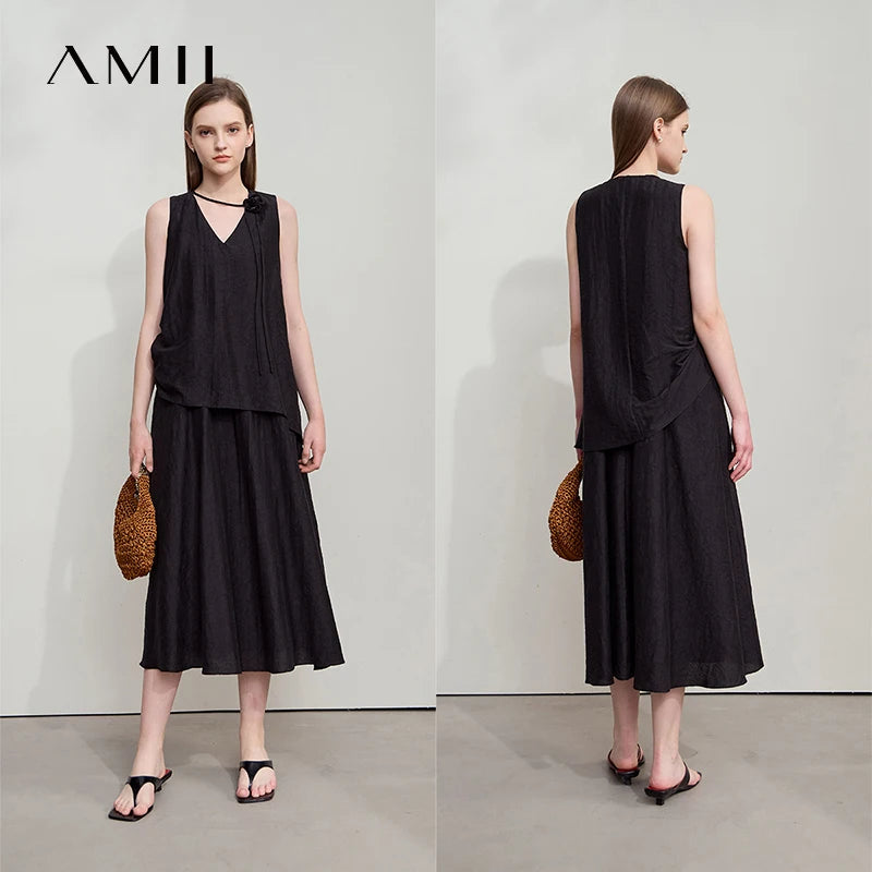Zeitloses Bürokleid Damen Mit Stabilisiertem V-Ausschnitt Und A-Linie