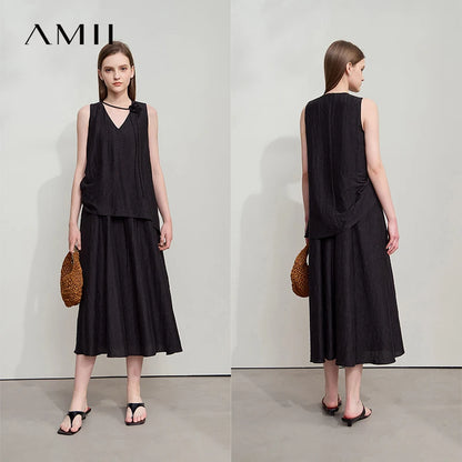Zeitloses Bürokleid Damen Mit Stabilisiertem V-Ausschnitt Und A-Linie