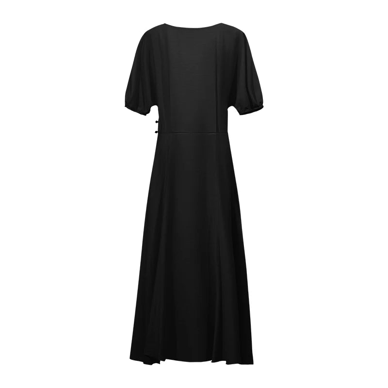 Elegantes Damen Sommerkleid Mit Knopfleiste Tailliertes A Linie Design