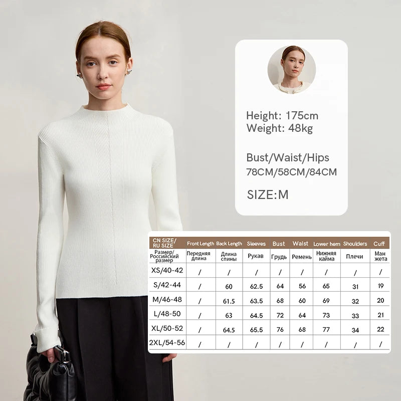 Amii Rollkragen-Pullover für Frauen, weißer Feinstrick mit hohem Kragen