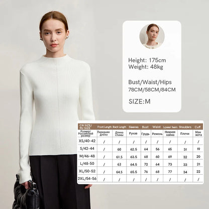 Amii Rollkragen-Pullover für Frauen, weißer Feinstrick mit hohem Kragen