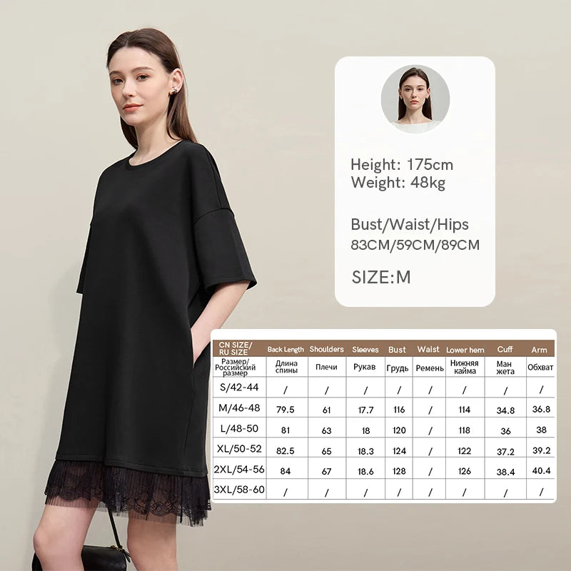 Elegant Damen Midi Kleid Aus Baumwolle Mit Spitze Und Schultereinschnitt