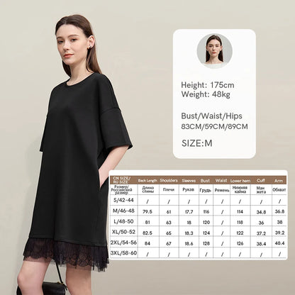 Elegant Damen Midi Kleid Aus Baumwolle Mit Spitze Und Schultereinschnitt