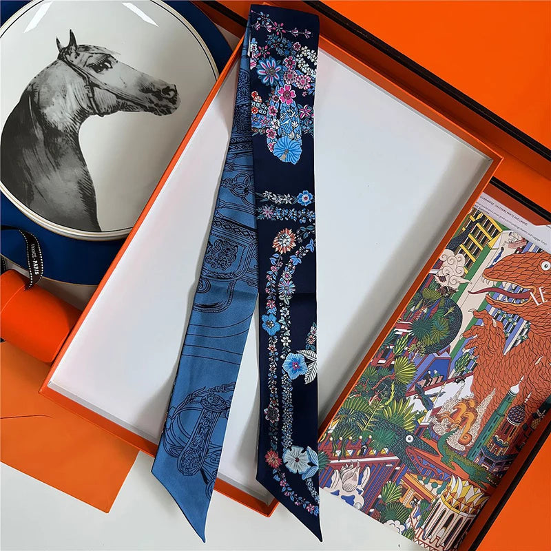 Damen Seidenschal klein quadratisch Haarband Halstuch Kopftuch Bandana B