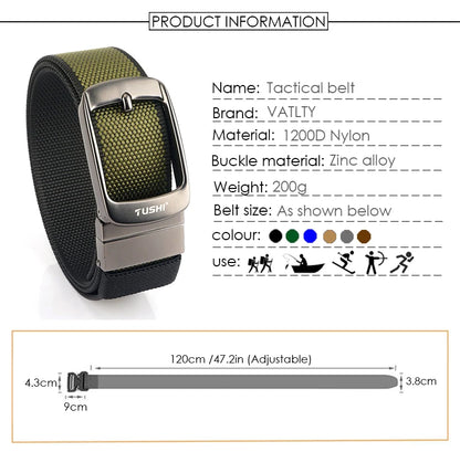 Herren-Gürtel Reversibel mit Automatischer Schnalle aus Nylon Zweifarbig 34mm Breite