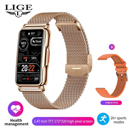 LIGE Mann Frauen 1,47 "Full Touch Screen BT Anruf Smart Uhr Musik Fitness Sport Armband Schlaf Monitor Mann Smartwatch männer 2025
