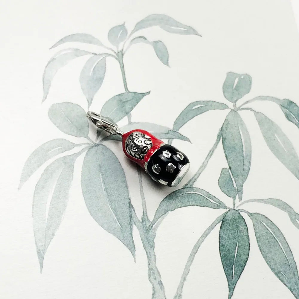 Damen-Charm-Anhänger Matroschka ethnisch Glück aus Sterlingsilber