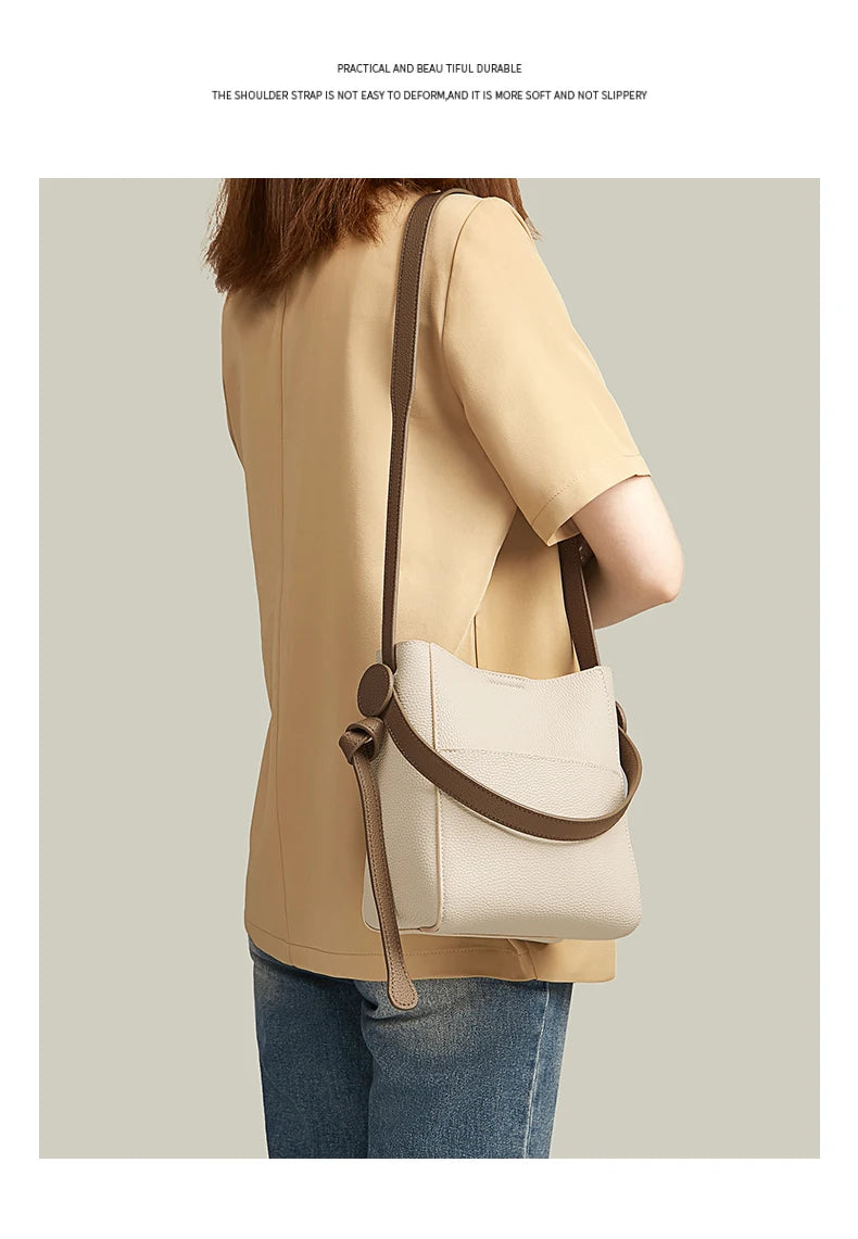 Damen Schultertasche Crossbody aus Splitleder mit großer Kapazität