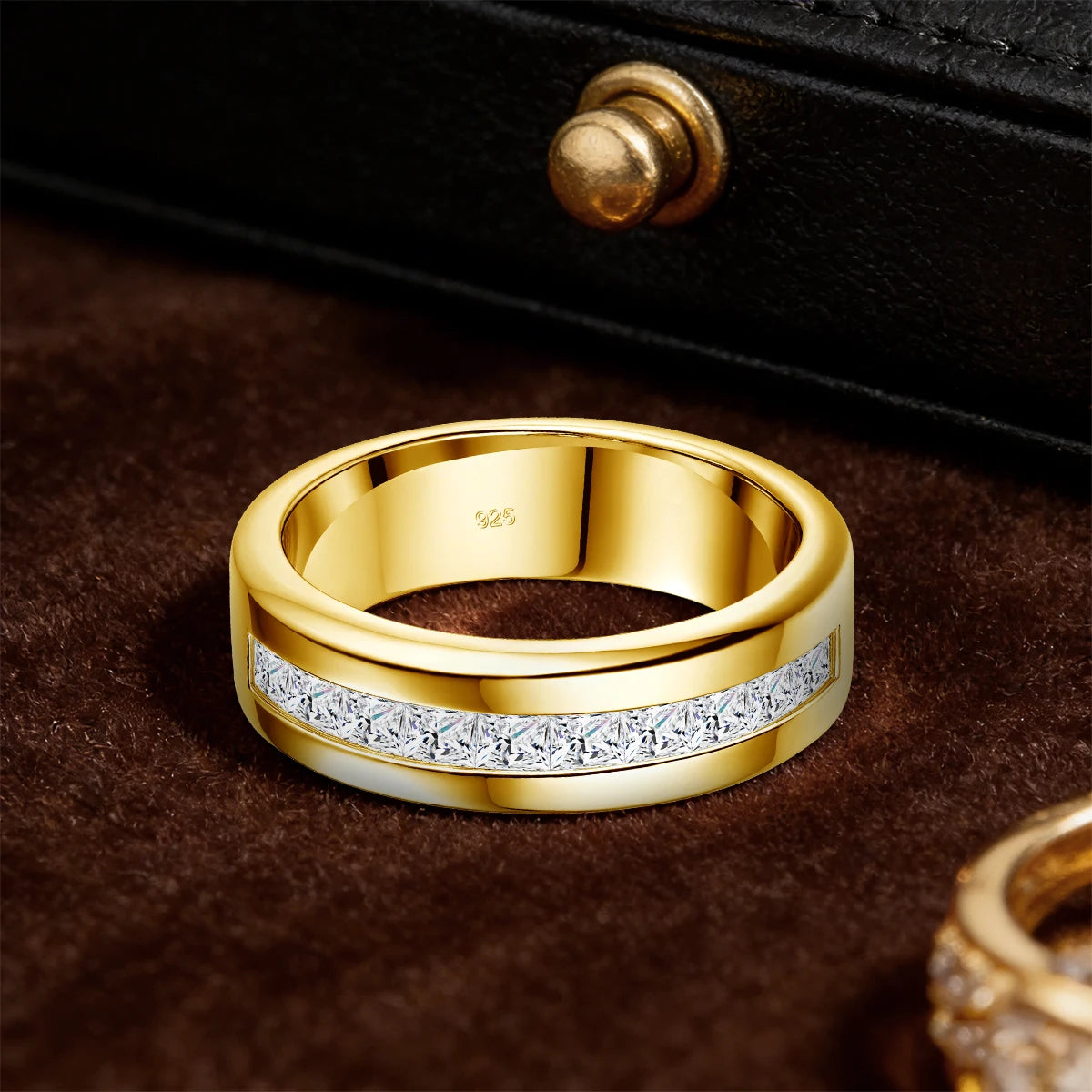 Paar-Ehering aus 925er Silber mit Moissanit für Verlobung und Hochzeit Romantischer Langlebiger Schmuck