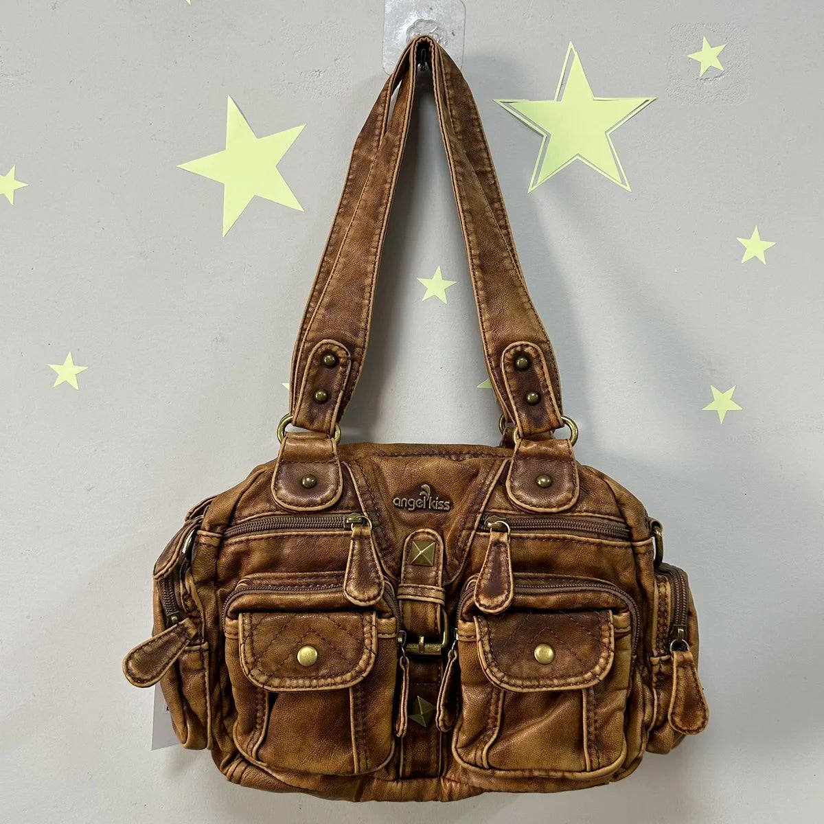 Damen-Umhängetasche Vintage-Stil mit Mehrfachfächern für Alltag und Freizeit Schultertasche