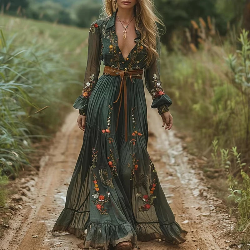 Langes Damen-Mesh-Kleid mit Spaghettiträgern und asymmetrischen Rüschen – elegantes Ballkleid im Bodycon-Stil