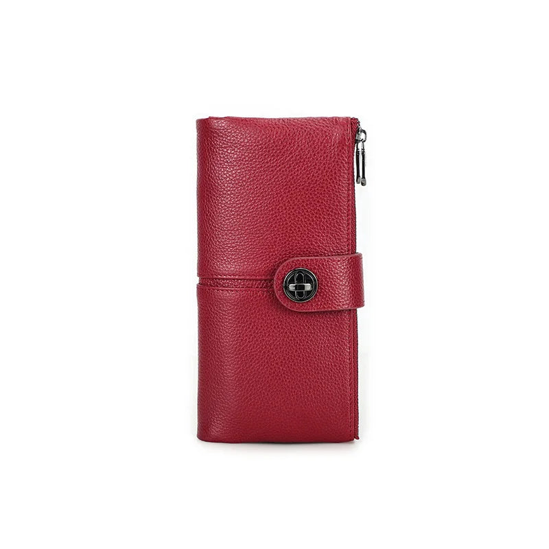 Damen Echtleder Lange Geldbörse Vintage RFID Clutch Portemonnaie Kartenhalter Reise