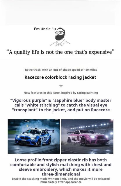 Herren Jacke Vintage Splice Racing bestickt Outdoor Motorrad Reißverschluss Revers lässig