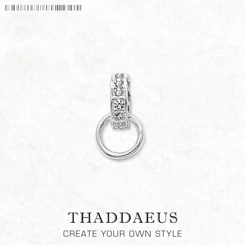 Damen-Charm-Anhänger weißer CZ Pavé träger aus Sterlingsilber