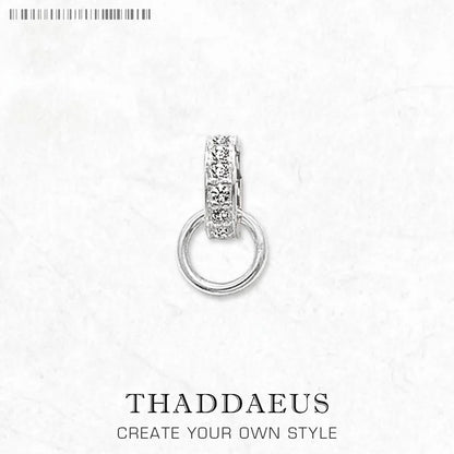 Damen-Charm-Anhänger weißer CZ Pavé träger aus Sterlingsilber