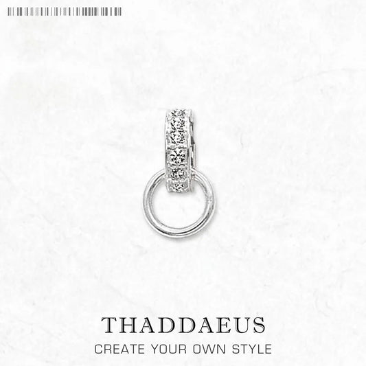 Damen-Charm-Anhänger weißer CZ Pavé träger aus Sterlingsilber