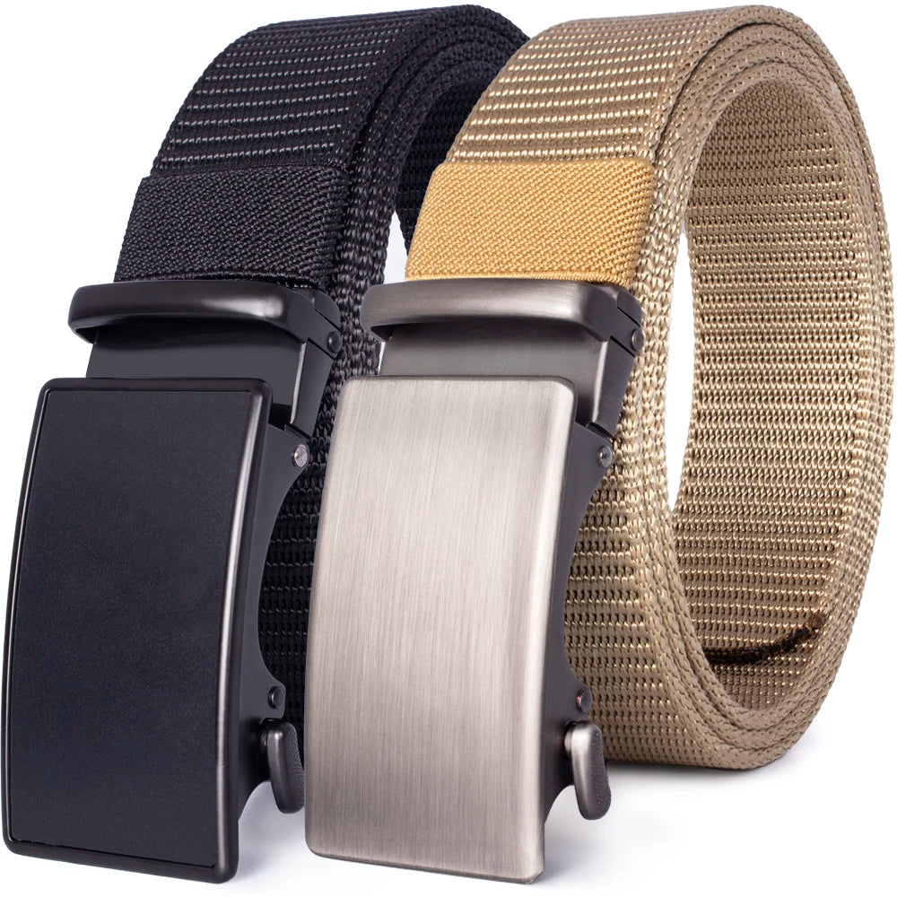 Herren Nylon Canvas-Gürtel Schnellverschluss Casual Army 3,6 cm