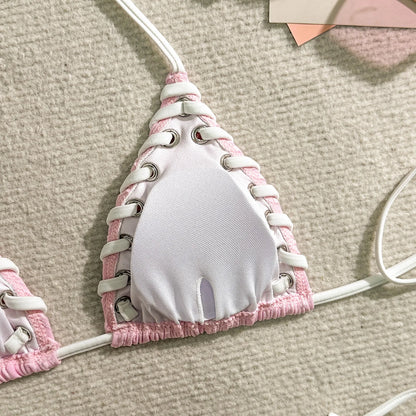 Sommerliches kariertes Bikini-Set mit Push-up-Effekt – verführerische Bademode für den Strand und Pool