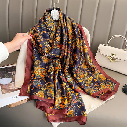 Damen Seidenschal groß 180x90cm Sommer Strand Foulard Bandana weich