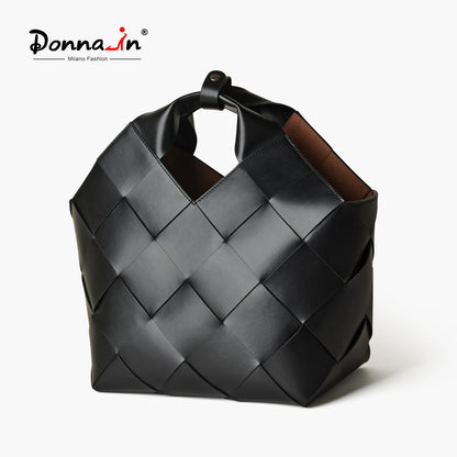 Gewebte Spaltleder Handtasche | Casual Tote Mit Schultergurt