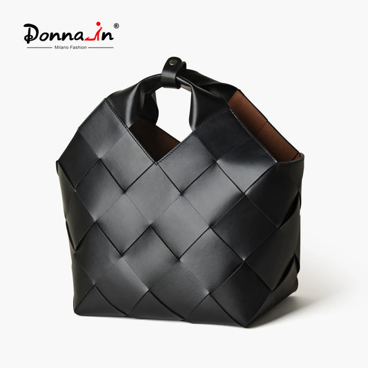 Gewebte Spaltleder Handtasche | Casual Tote Mit Schultergurt