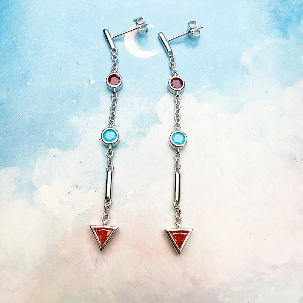 Damen-Ohrtropfen bunt geometrisch Sommer aus Sterlingsilber