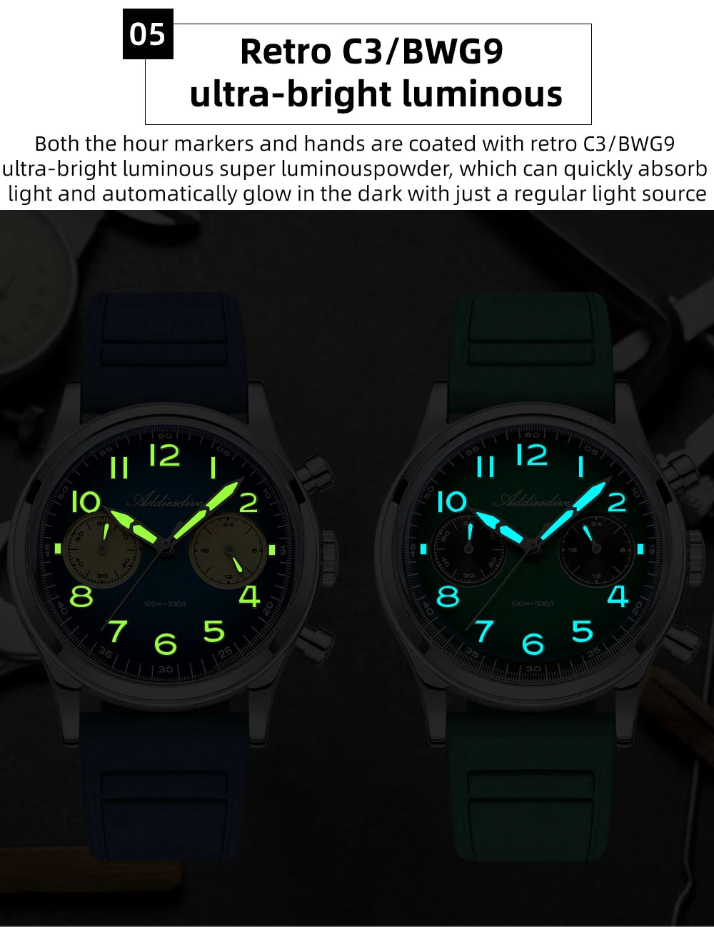Herren-Chronograph mit VK64-Quarzwerk und Bubble-Glas