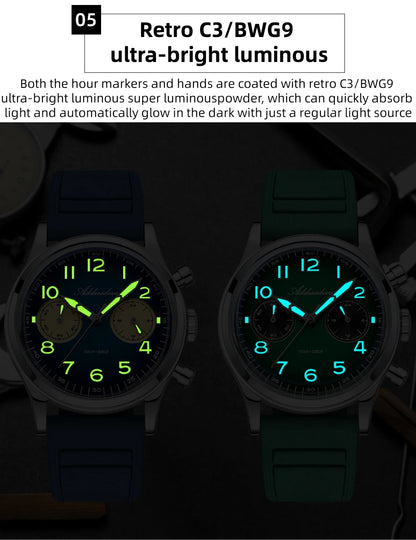 Herren-Chronograph mit VK64-Quarzwerk und Bubble-Glas